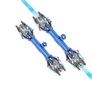 Dobbelt lyssværd teleskopisk – 24 lysfarver, lydeffekter, genopladeligt – Blå/guld håndtag